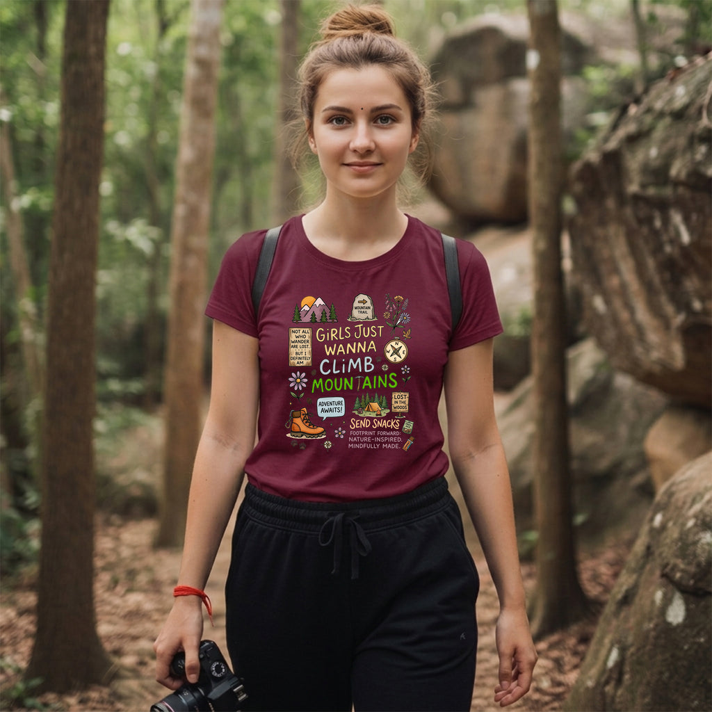 09 Girls just wanna climb mountains | Trekking Printed T Shirts