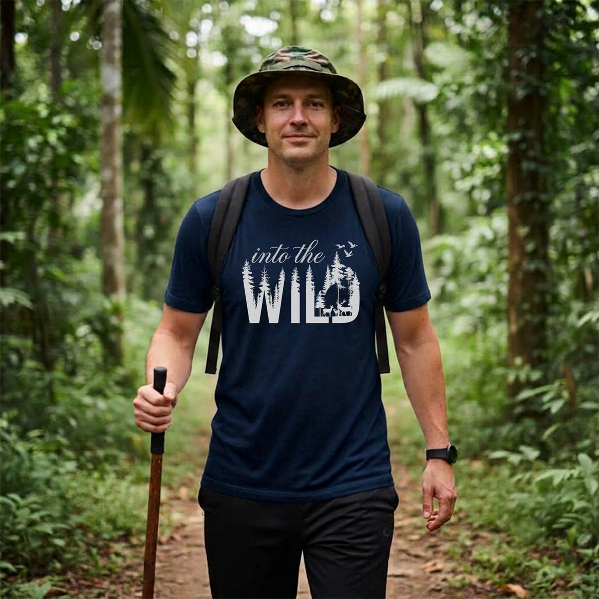 11 Into the Wild | White | Trekking Printed T Shirt