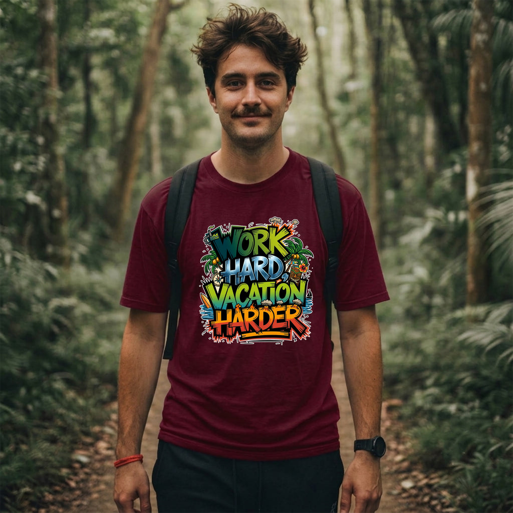 21 Work Hard Vacation Harder | Trekking Printed T Shirt