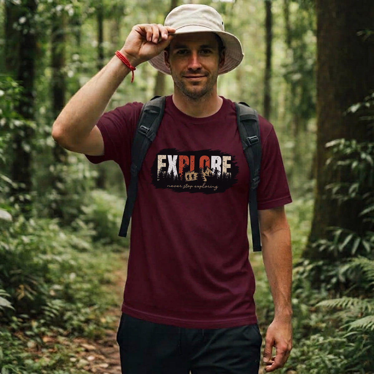 07 Never Stop Exploring | Trekking Printed T Shirt