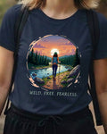 19 Wild Free Fearless | Trekking Printed T Shirt