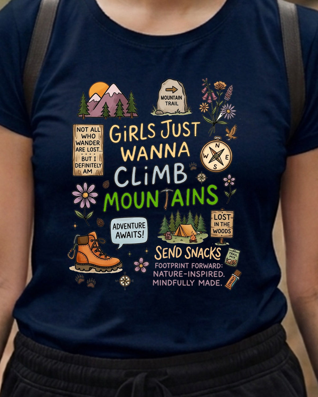 09 Girls just wanna climb mountains | Trekking Printed T Shirts