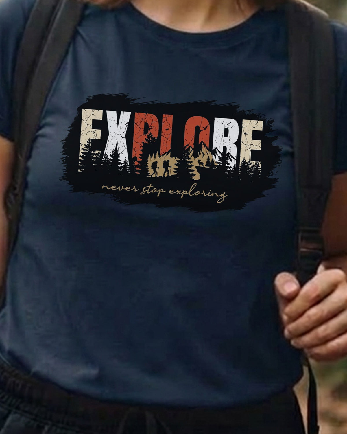 07 Never Stop Exploring | Trekking Printed T Shirt