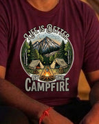 25 Life is better by the Campfire | Trekking Printed T Shirt