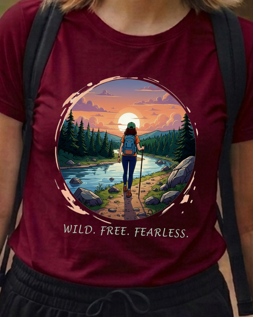 19 Wild Free Fearless | Trekking Printed T Shirt