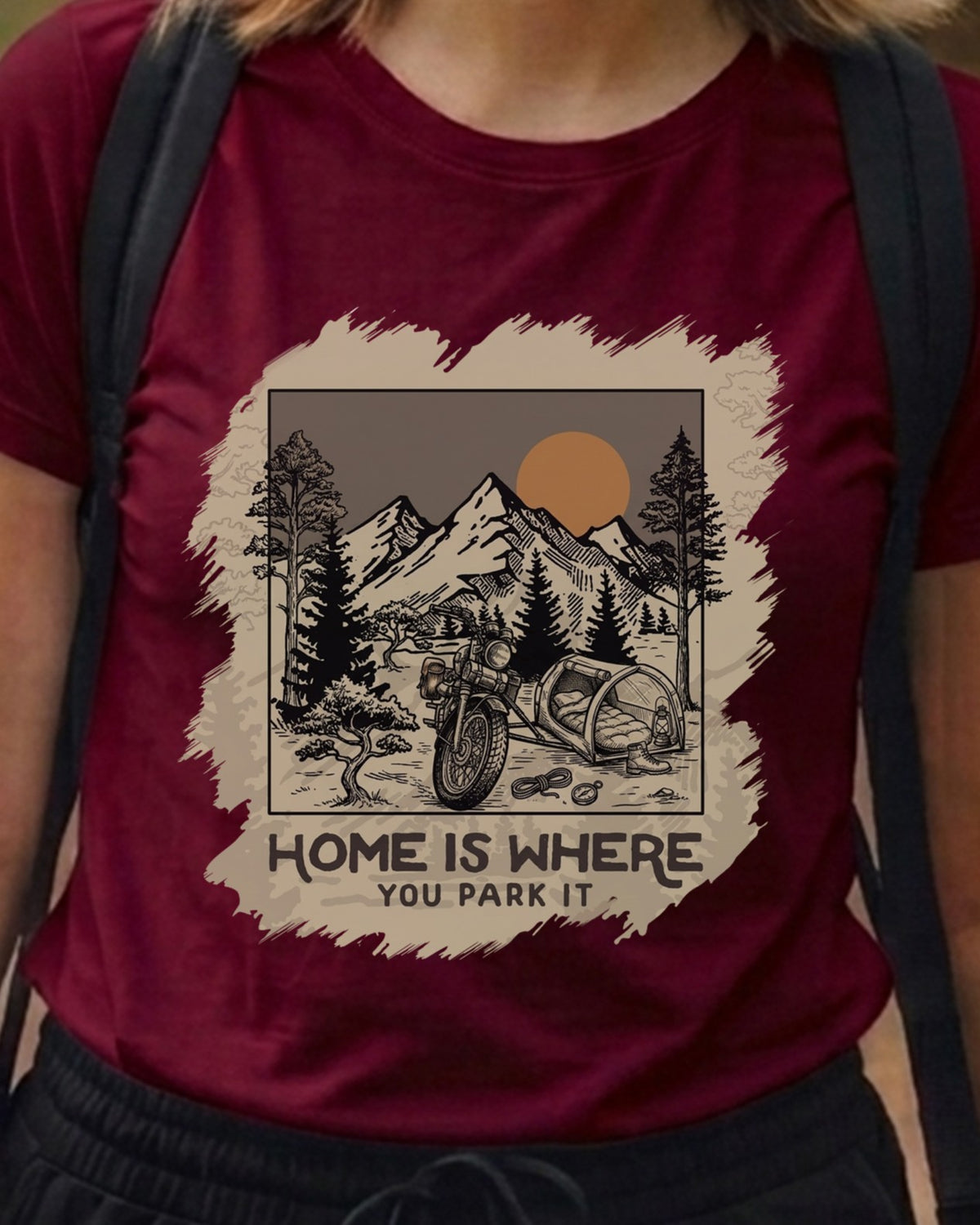 10 Home is where you park it | Trekking Printed T Shirt
