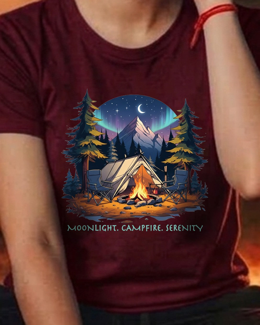26 Moonlight Campfire Serenity | Trekking Printed T Shirt