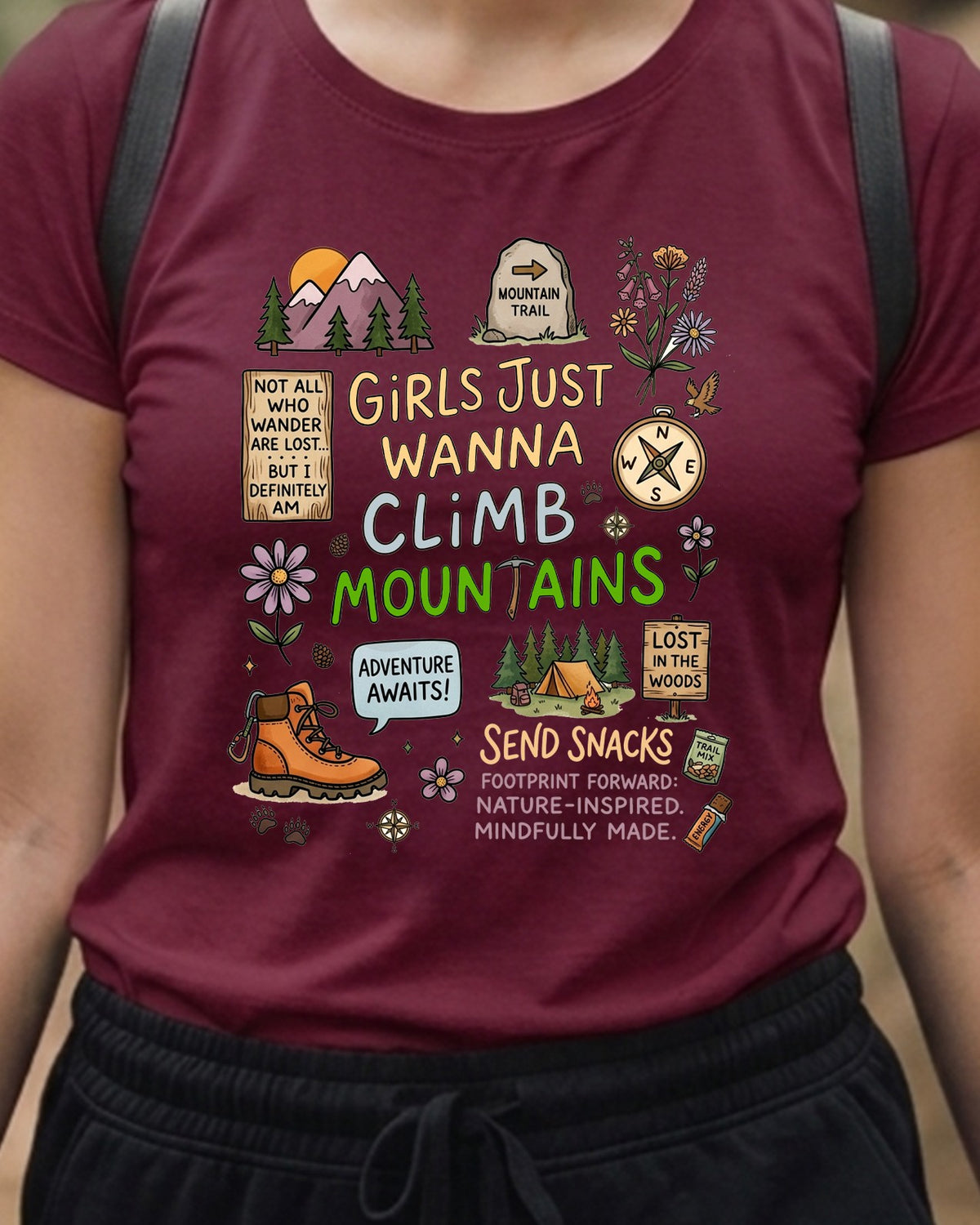 09 Girls just wanna climb mountains | Trekking Printed T Shirts