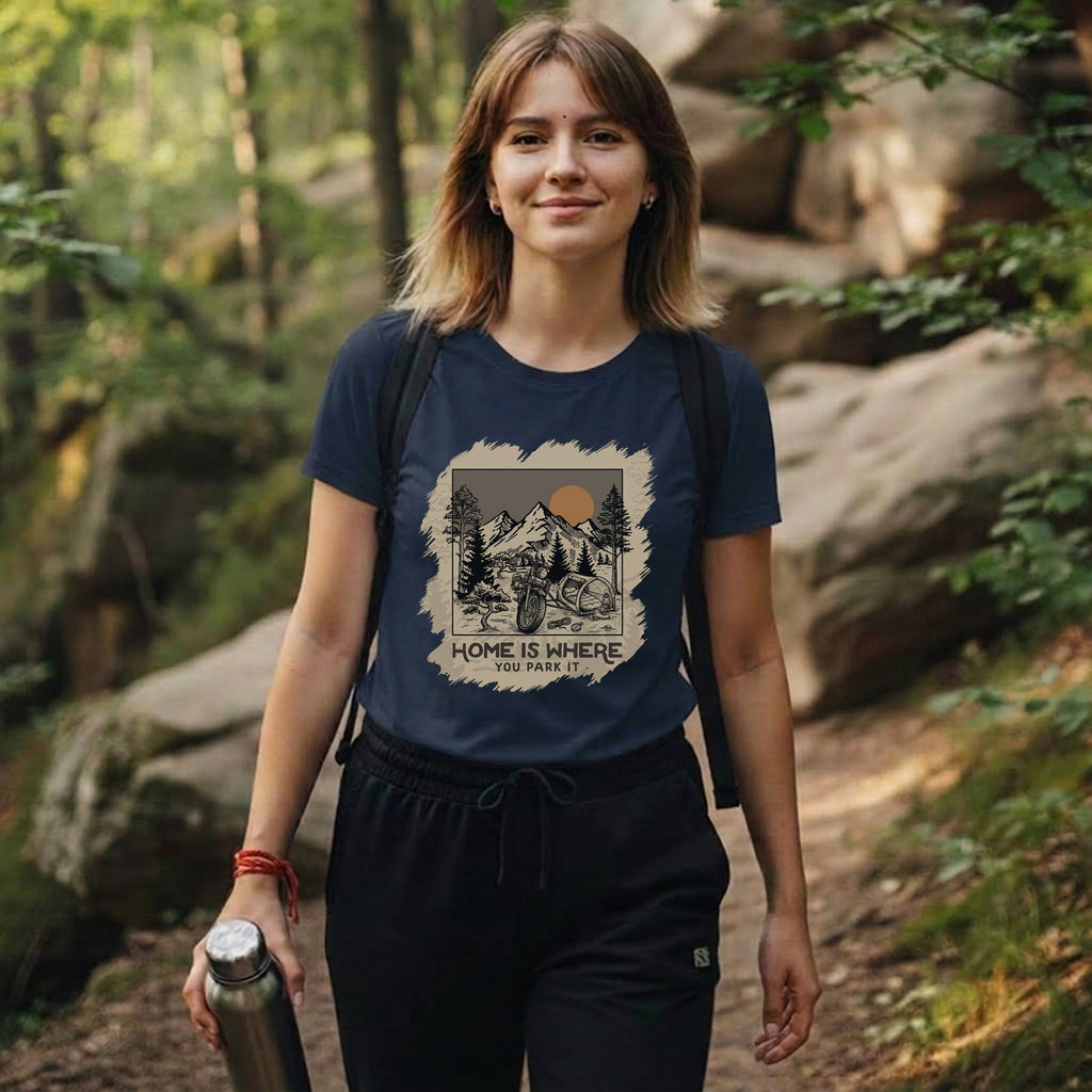 10 Home is where you park it | Trekking Printed T Shirt