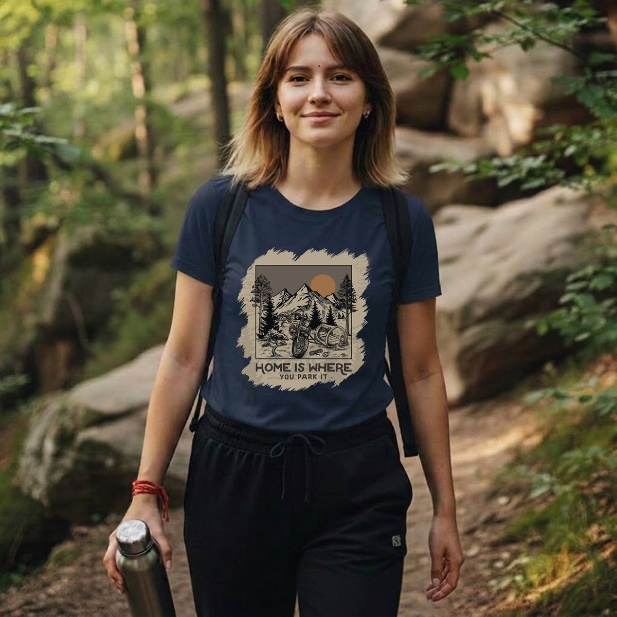 10 Home is where you park it | Trekking Printed T Shirt