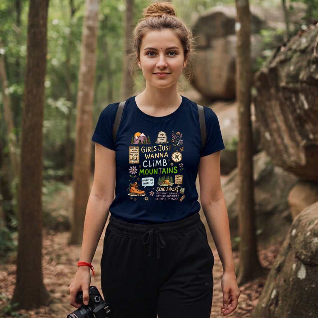 09 Girls just wanna climb mountains | Trekking Printed T Shirts